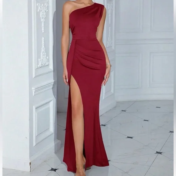 chinese dress ladies SheIn Off Shoulder Boxy Pleated Split Thigh Prom Dress, M1454227, Royal  Blue, XS: Buy Online at Best Price in Egypt main image 1